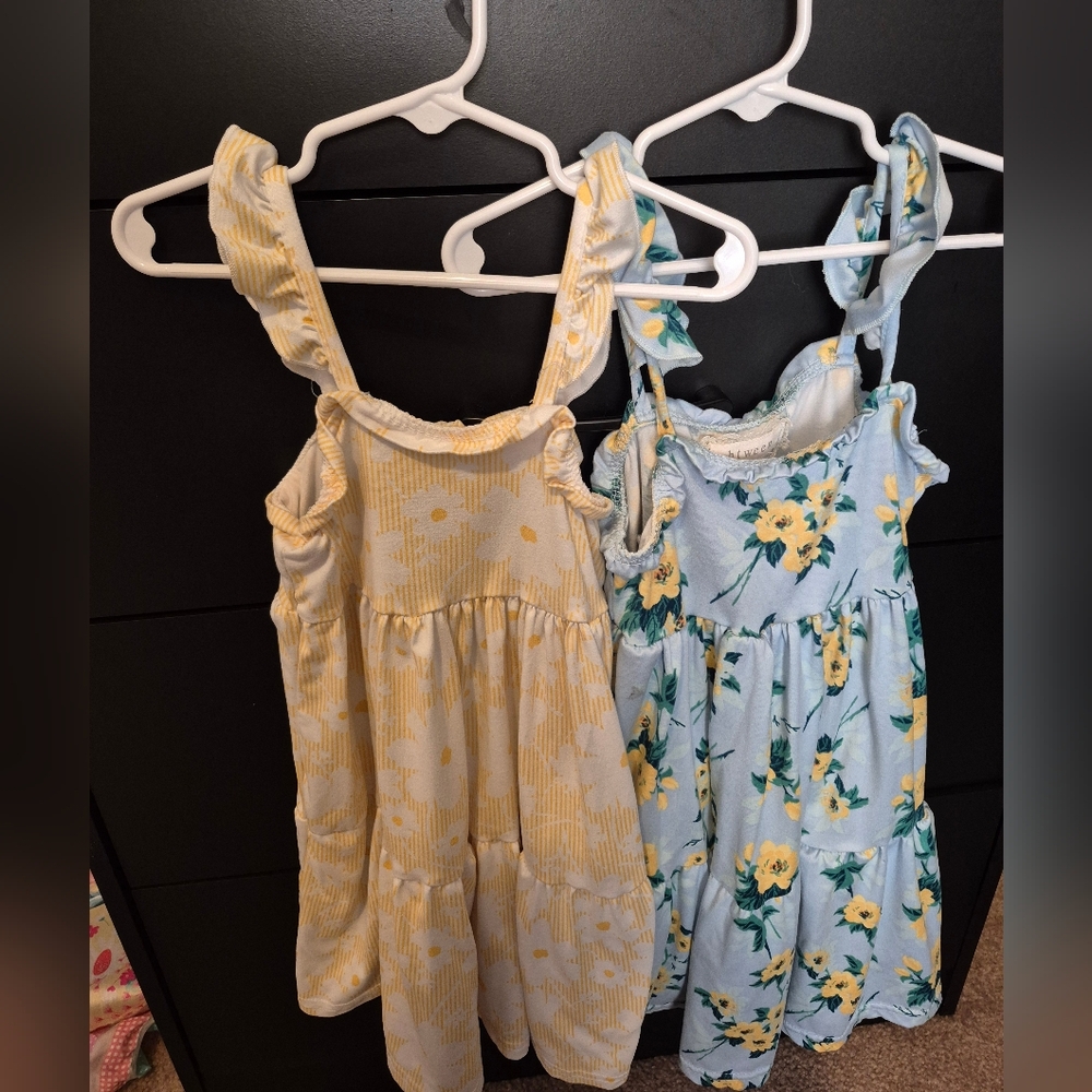 btween Yellow and Blue Floral Kids Dresses